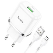 PTC HOCO charger USB 3A QC3.0 Fast Charge Special Single Portwith micro cable N3 white