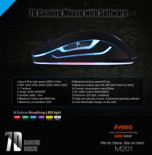 RAZEAK 7D HARPIA gaming mouse 4000DPI with COLOR effects, braided cable, M201
