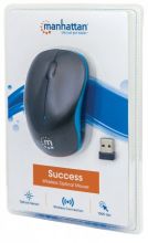 MANHATTAN Success Wireless Optical Mouse USB, Three Buttons with Scroll Wheel, 1000 dpi, Blue/Black, 179416