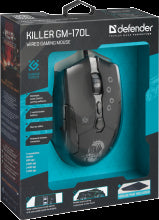 DEFENDER Wired gaming mouse GM-KILLER170L, 6 buttons 3200dpi, USB, GM-170L, 52170