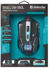 DEFENDER Wired gaming mouse Skull GM-180L black,6 buttons, 3200dpi, 52180