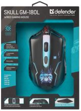 DEFENDER Wired gaming mouse Skull GM-180L black,6 buttons, 3200dpi, 52180