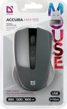 DEFENDER Wireless optical mouse ACCURA 935 grey, 3 buttons, up to 1600 dpi, ACCURA935-grey, 52936