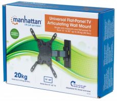 MANHATTAN Universal Flat-Panel TV Articulating Wall Mount Single Arm Supports One 13” to 42” LCD up to 20 kg, Black, 461399