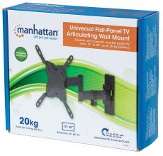 MANHATTAN Universal Flat-Panel TV Articulating Wall Mount Double Arm Supports One 13” to 42” TV or Monitor up to 20 kg, Black, 461405