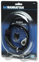 MANHATTAN Mobile Security Lock, Key Lock, 1.8 m (6 ft.), Black PVC Jacket, 440240
