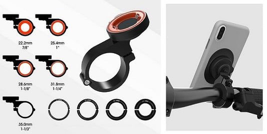 Telefono laikiklis dviračiui, el. paspirtukui, motociklui, elektriniui dviračiui, vaikų vežimėliui, juodas