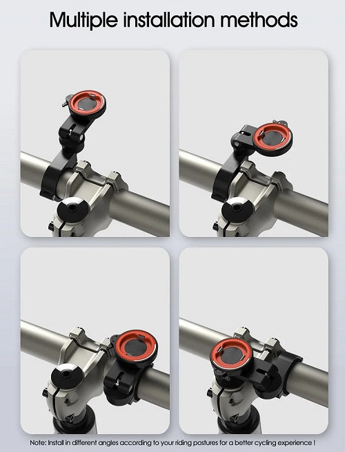 Reaguliuojamas Telefono laikiklis motociklui, tvirtinamas ant dviračio, elektrinio dviračio, vaikų vežimėlio, el. paspirtuko, ar motorolerio vairo, Tvirtinimas 22.2-35 mm