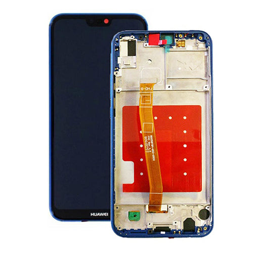 Ekranas LCD su lietimui jautriu stikliuku, rėmeliu ir baterija Huawei P20 Lite (mėlynas) ORG