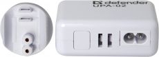 DEFENDER USB Charging Adaptor 220V (power outlet), for 2 mobile devices USB 5V, 2A +1A, color: white, 31810 UPA-02