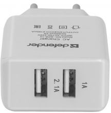 DEFENDER AC line adapter 2port USB, 5V/2A, polybag, EPA-12, 83530