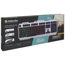 DEFENDER Wired gaming keyboard Metal Hunter GK-140L "rainbow" backlight Key EN/RU,104 keys, 45140