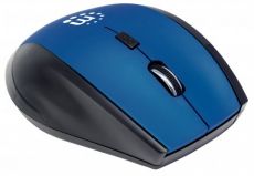MANHATTAN Curve Wireless Optical Mouse USB, Five Button with Scroll Wheel, 1600 dpi, Black/Blue 179294