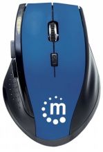MANHATTAN Curve Wireless Optical Mouse USB, Five Button with Scroll Wheel, 1600 dpi, Black/Blue 179294