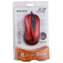 A4Tech optical mouse, USB, 2 buttons + 1 scroll button + 2xClick button, red, X5-50D-1U
