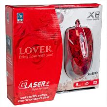 A4Tech mouse, Wired Laser mouse Red rose, USB, X6-999D