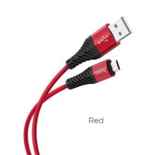 PTC HOCO Cable USB 2.0 A Male to Micro USB B Male, Red, braided, 1.0m, X38