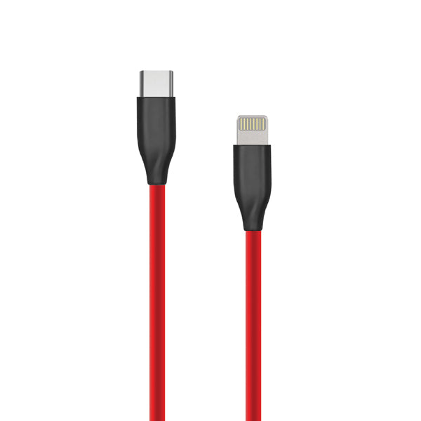 Silikoninis kabelis USB Type C - Lightning, 1m (raudonas)