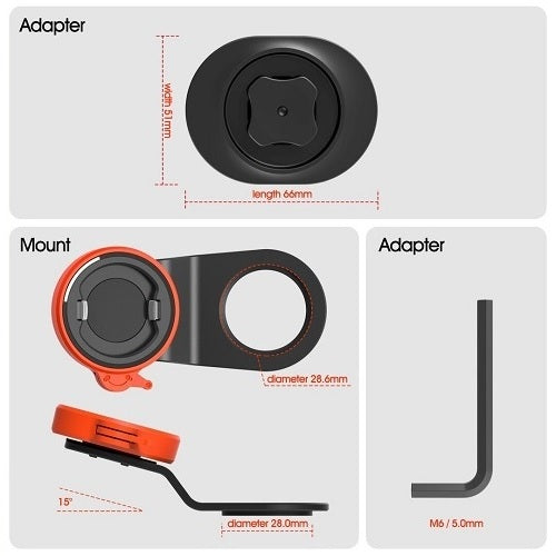 Telefono laikiklis dviračiui, elektriniui dviračiui, vaikų vežimėliui, motocikliui, el. paspirtukui tvirtinamas prie rėmo, oranžinis