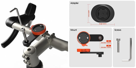 Telefono laikiklis dviračiui, motociklui, motoroleriui tvirtinamas ant rėmo (varžtas M8), juodas