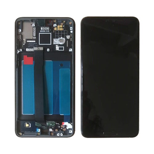 Ekranas LCD su lietimui jautriu stikliuku, rėmeliu ir baterija Huawei P20 (juodas) ORG