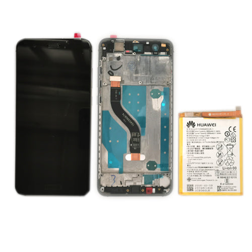 Ekranas LCD su lietimui jautriu stikliuku, rėmeliu ir baterija Huawei P10 Lite (juodas) ORG