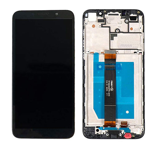 Ekranas LCD su lietimui jautriu stikliuku, rėmeliu ir baterija Huawei Y5 2018 (juodas) ORG