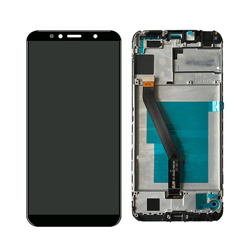 Ekranas LCD su lietimui jautriu stikliuku, rėmeliu ir baterija Huawei Y6 2018 (juodas) ORG